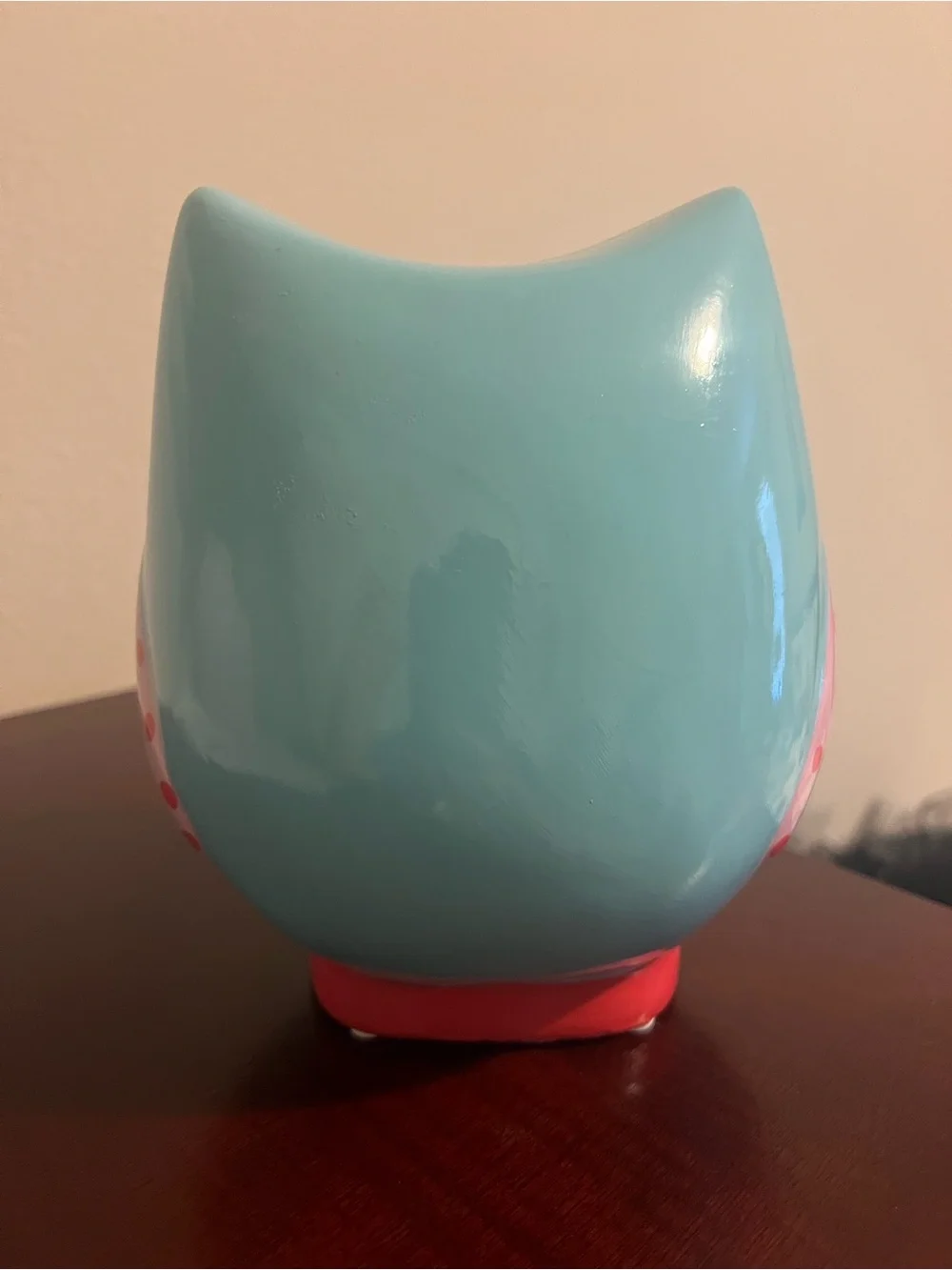 Cute Blue Owl Ceramic Bank with Yellow Heart - Picture 2 of 3